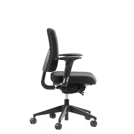 Ergonomisk kontorstol Canadian Ergo 01 i sort, perfekt til sundt arbejdsmiljø med hæve-sænke funktion.