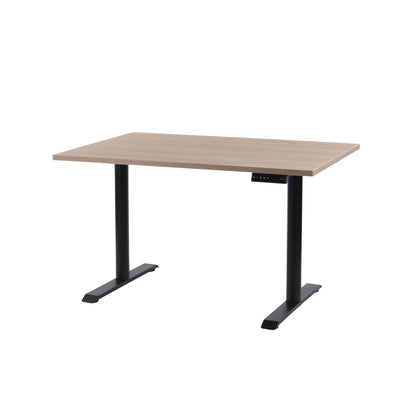 Hæve-sænkebord 80x120 med moderne design og robuste søjler, ideelt til sundt arbejdsmiljø og ergonomi.